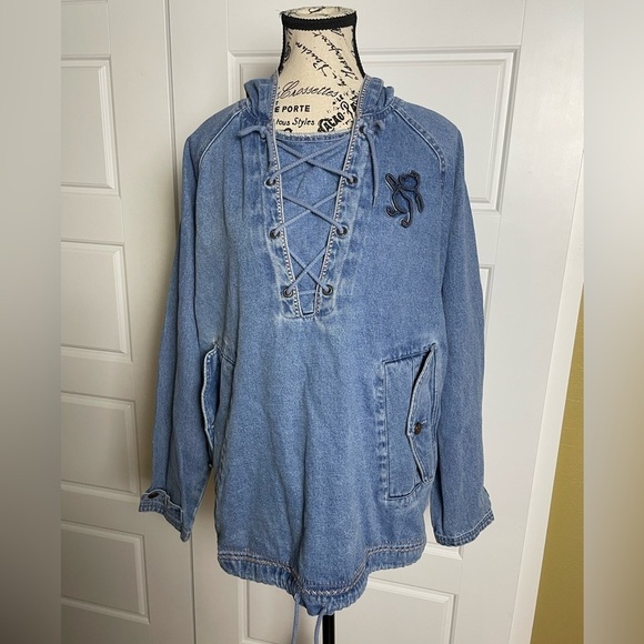 Disney Vintage Embroidered Winnie The Pooh Denim Pullover - Picture 1 of 8